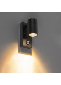Qazqa Buitenwandlamp zwart met bewegingssensor IP44 - Solo