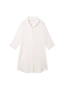 Tom Tailor Damen Nachthemd mit Knopfleiste, weiß, Uni, Gr. XL/42, baumwolle