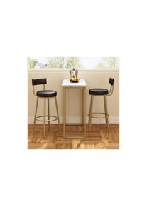 Ohjijinn - Ensemble table et chaises de bar, 1 table de bar et 2 chaises de bar, quatre chaises de loisirs avec pieds en métal, table à manger