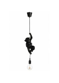 Jolipa - Lampe singe suspendue en résine noir 16.5x12.5x96 cm - Noir