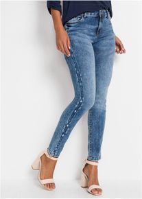 bonprix Dżinsy SKINNY ze stretchem, mid waist niebieski 42