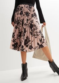 bonprix Mujer, Falda plisada estampada, rosa, 40