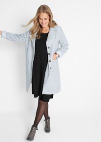 bonprix Mujer Vestido camisero corto "Punto di Roma" ligeramente acampanado negro 36/38