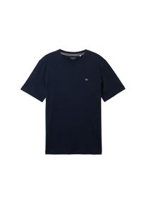 Tom Tailor Herren Basic T-Shirt, blau, Gr. M, baumwolle