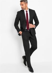 bonprix Öltöny (3-részes szett): zakó, nadrág, nyakkendő, Slim Fit fekete 58