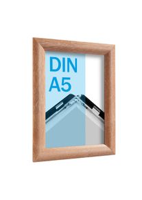 Cadre clic-clac A5 standard aspect bois clair | 25 mm | En onglet, aluminium