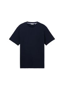 Tom Tailor Herren T-Shirt mit Struktur, blau, Uni, Gr. S, baumwolle