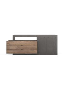 Buffet 2 portes et 3 tiroirs collection domi. Coloris gris anthracite chêne foncé, idéal dans un salon design - Gris
