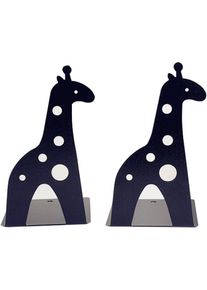 Fei Yu - Serre-livres en métal antidérapant en forme de girafe - 21 cm - Pour enfants - Pour bibliothèque, école, bureau, maison, étude - Noir