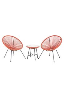 Bali Meuble de balcon Set Lounge Garniture Relax Egg-Chair Tressage-Design terre cuite orange - SVITA