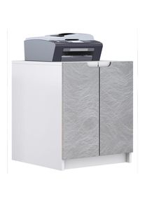 Commode d'imprimante armoire à dossiers Logan blanc mat - haute brillance - Façades en Métal rugueux - Façades en Métal rugueux - Vladon