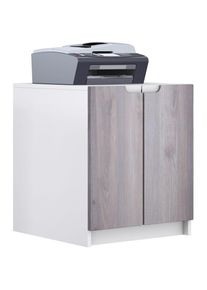 Commode d'imprimante armoire à dossiers Logan blanc mat - haute brillance - Façades en Chêne Nordique - Façades en Chêne Nordique - Vladon
