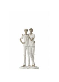 Jolipa - Couple de garçons en résine blanc 14x8x26 cm - Blanc