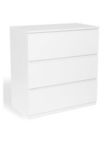 Commode 3 tiroirs tomi 78 cm bois blanc - Blanc