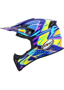 Suomy X-Wing Duel, kruishelm , kleur: Lila/Pink/Lichtblauw/Geel , maat: M