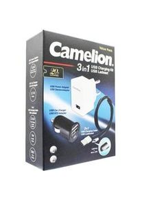 CAMELION 3in1 USB Ladeset 100 bis 240 Volt und 12 bzw. 24 Volt, passend für Apple iPhone 7, 6, 5