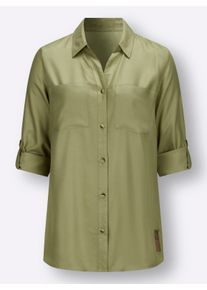Dames Lange blouse van pure viscose in rietgroen ,maat 36, WITT, 100% Viscose
