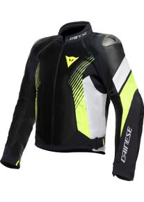 Dainese Super Rider 2 Absolute, leder-textiel jas waterdicht , kleur: Zwart/Wit/Neon-Geel , maat: 56