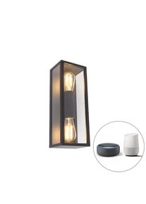 Qazqa Smart wandlamp zwart 38 cm 2-lichts IP44 incl. Wifi ST64 - Charlois