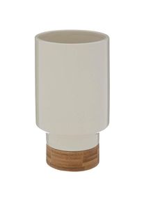 Vase Le collectionneur en céramique & bambou H18cm blanc Atmosphera créateur d'intérieur - Blanc