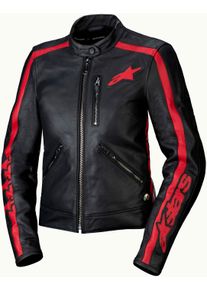 Alpinestars Stella Dyno, veste en cuir pour femmes , couleur: Noir/Rouge , taille: XXL