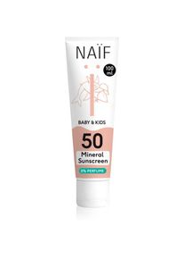 Naif Baby & Kids Mineral Sunscreen SPF 50 0 % Perfume crema protettiva abbronzante per bebè e bambini senza profumazione SPF 50 100 ml