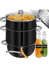 Kesser - Extracteur de jus à vapeur 15 l en acier inoxydable Extracteur de jus avec 2x bouteilles à étrier Fruits et légumes - convient à tous les
