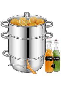 Kesser - Extracteur de jus à vapeur 15 l en acier inoxydable Extracteur de jus avec 2x bouteilles à repasser Fruits et légumes - convient à tous les