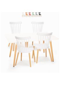 AHD AMAZING HOME DESIGN Table blanche 120x80 cm + 4 chaises design cuisine salle à manger Bounty Couleur: Blanc