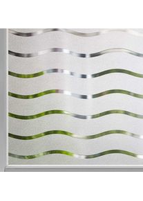 2 × (45x100cm) Film de fenêtre intimité mat autocollant de fenêtre autocollant statique adhésif Film de verre opaque motif de vague Anti-UV