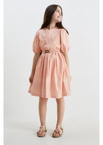 C&Amp;A Kleid mit Gürtel-gestreift, Pink, Taille: 128