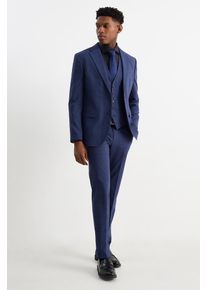 C&Amp;A Anzug mit Krawatte-Regular Fit-4 teilig-kariert, Blau, Taille: 50