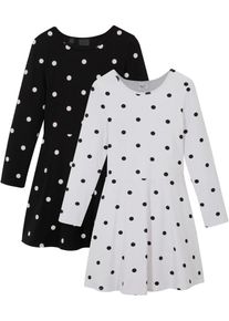 bonprix Sukienka dziewczęca shirtowa (2 szt.), bawełna organiczna czarny 128/134