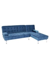 Schlafsofa HWC-K22, Couch Ecksofa Sofa, Liegefläche links/rechts Schlaffunktion 236cm ~ Samt blau