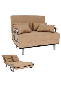 Schlafsessel HWC-K29, Klappsessel Schlafsofa Gästebett Relaxsessel, Liegefläche 186x97cm Stoff (270g/m²) ~ creme-beige