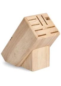 Messerblock , Naturfarben , Holz , Kautschukholz , 13x25x22 cm , Küchenmesser, Messerblöcke
