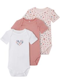 name it Kurzarmbody »Nbfbody 3p Ss Rosette Flower«, (Packung, 3 Tlg.) rosa, Größe 50 - N-Gr, 3er Pack Bodys von name it für Mädchen