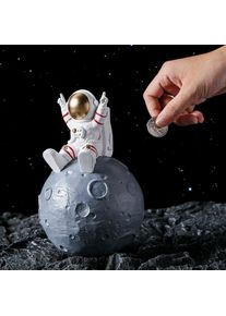 Fortuneville - Tirelire pour enfants/adultes, jouets d'astronaute avec planètes, tirelire en résine pour décoration intérieure moderne, cadeau