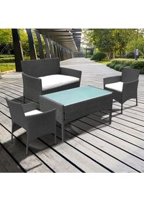 HENGDA Meubles de jardin Lounge Set Garniture Relax-Lounge Canapé Balcon Groupe de sièges Table Verre