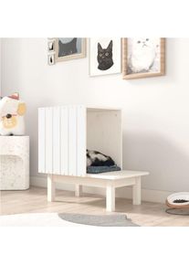 The Living Store - Maison pour chat Blanc 60x36x60 cm Bois de pin massif Blanc