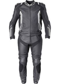 GMS-Moto GR-1, leren pak 2st. , kleur: Zwart/Grijs/Wit , maat: 102