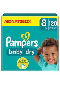 Pampers® Windeln baby-dry™ Monatsbox Größe Gr. 8 (17+ kg) für Kids und Teens (4-12 Jahre), 120 St.