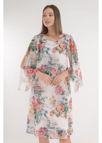 Rochie alba din voal cu imprimeu cu trandafiri