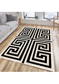 Kötött szőnyeg geometrikus mintával 100 x 300 cm bézs