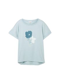 Tom Tailor Damen T-Shirt mit Print, blau, Print, Gr. XL, baumwolle