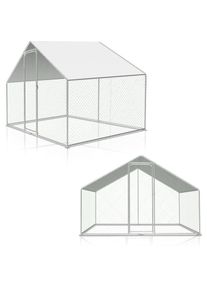 Poulailler extérieur Toit du poulailler, Acier galvanisé Petit poulailler Enclos extérieur avec protection solaire Cage à poules, 3 x 2 x 2 m