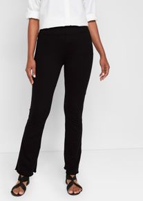 bonprix Legginsy z poszerzanymi nogawkami i wygodnym paskiem (2 pary) czarny 56/58
