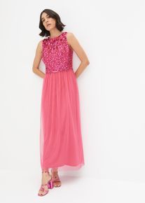 bonprix Mujer Vestido largo con aplicaci&oacute;n de perlas rosa 42