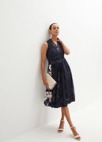 Kirjailtu dirndl-mekko ja samettihame (2-os. setti), sininen, 36, bonprix