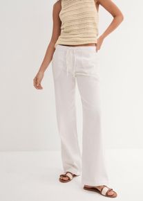 Pantalon large en lin mélangé - blanc - taille 36 - lin - bonprix